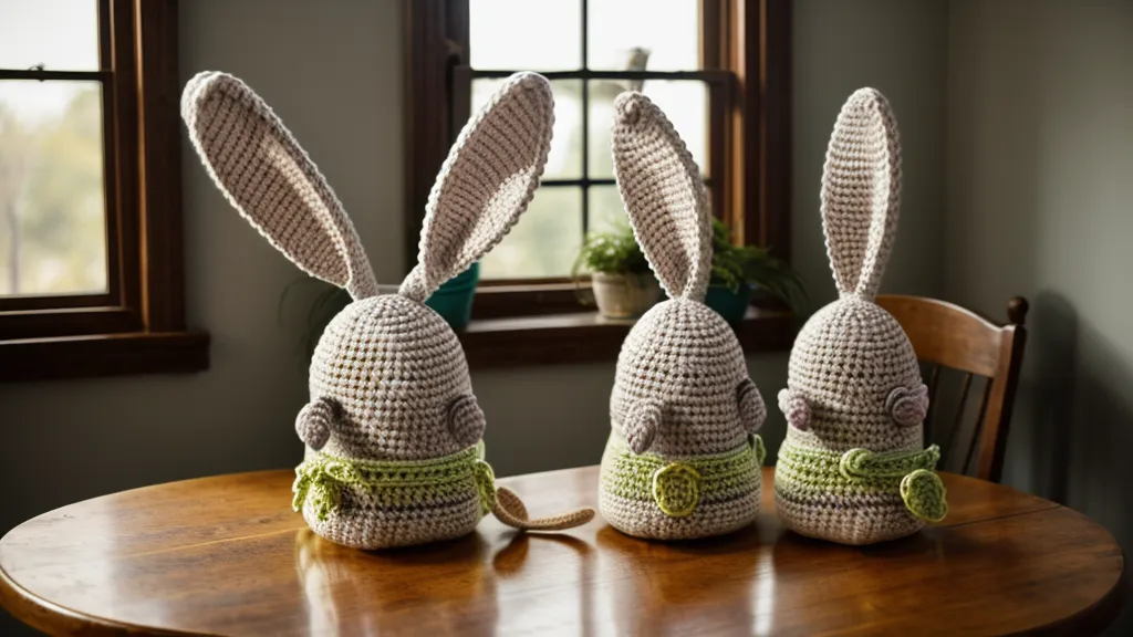 Dos orejas de conejo tejidas a crochet con el mismo conteo, quedan simétricas