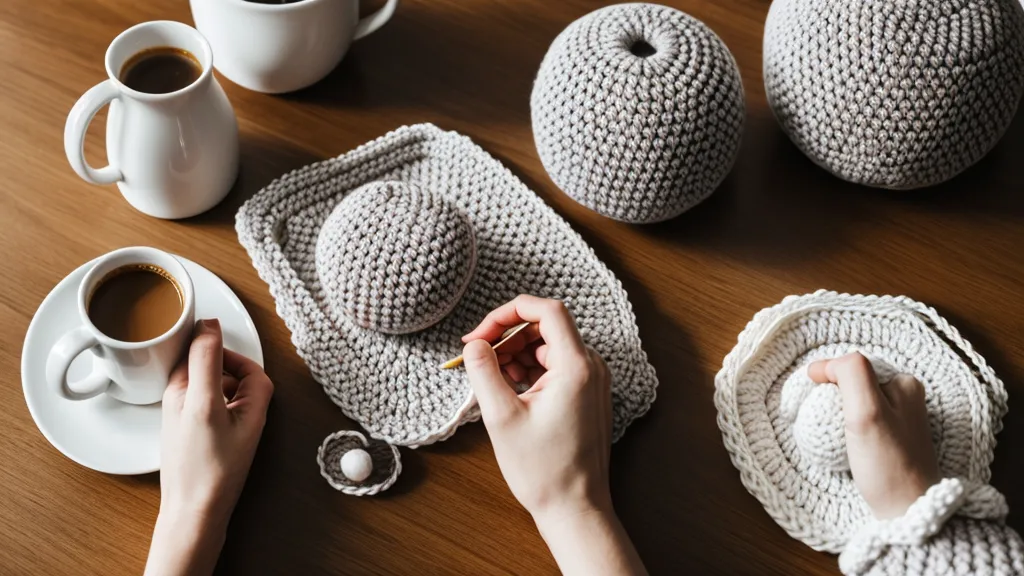 Relleno de poliéster desmenuzado en pequeñas nubes junto a un palillo de madera, técnica de amigurumi para rellenar sin bultos.