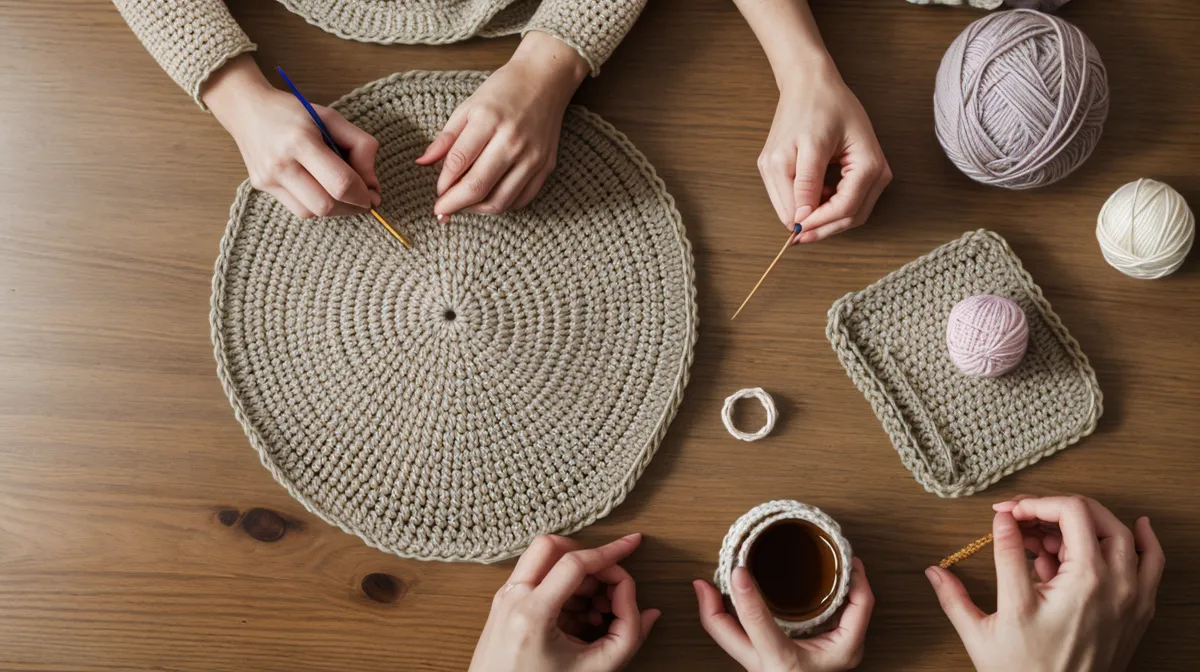 Controlar la tensión del hilo al tejer amigurumis para principiantes: manos sosteniendo un ganchillo sobre un amigurumi a medio tejer