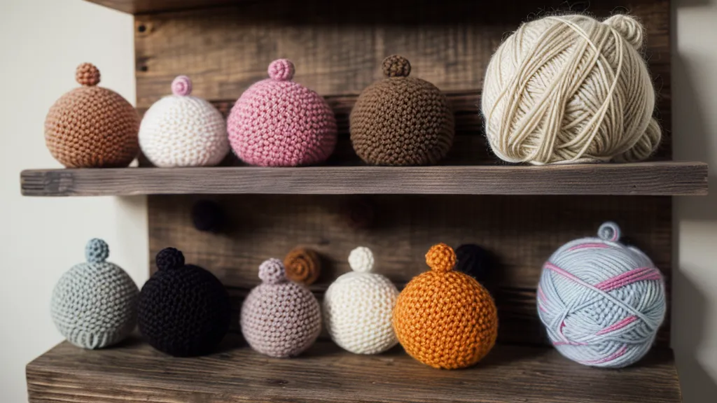 Estante de un hobby creativo con amigurumis hechos a mano y pequeñas imperfecciones encantadoras