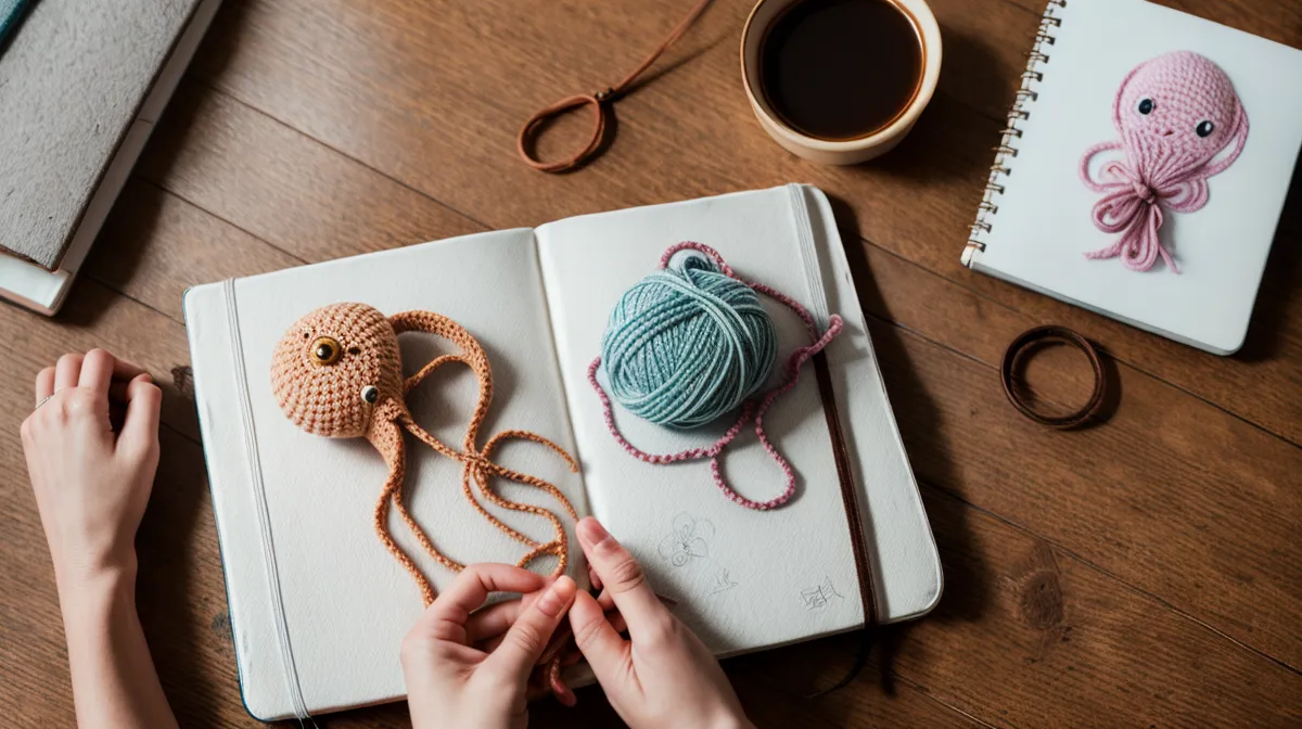 Patrones de amigurumis de animales marinos tejidos a crochet, comparación entre curso y libro de patrones