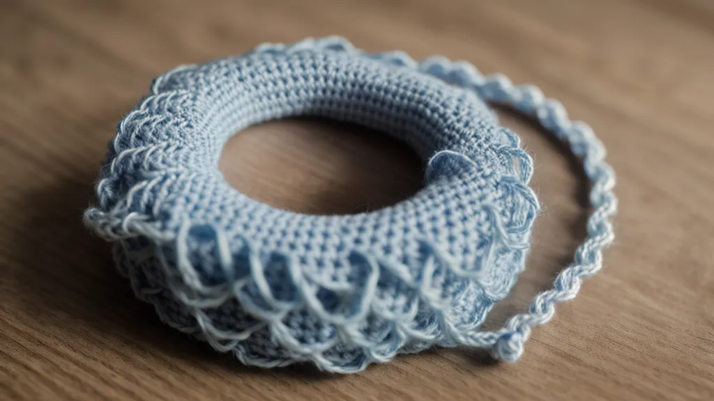 Anillo mágico de 6 puntos en ganchillo azul, técnica base de los patrones de amigurumis