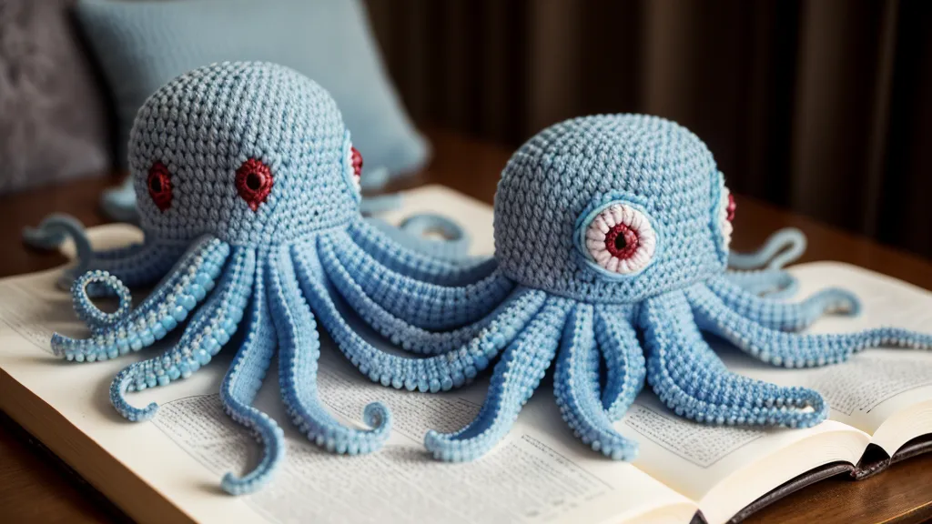 Pulpo amigurumi con ojos de seguridad colocados de forma asimétrica, error común en patrones de animales marinos
