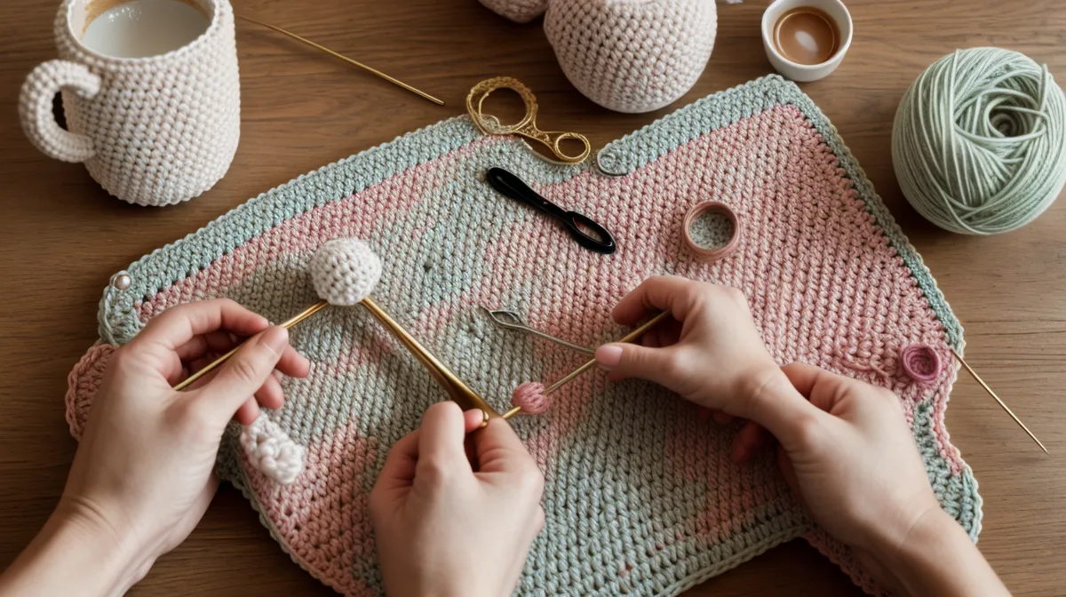 Amigurumi a medio tejer con gancho de crochet, práctica de técnica un sábado en Granada