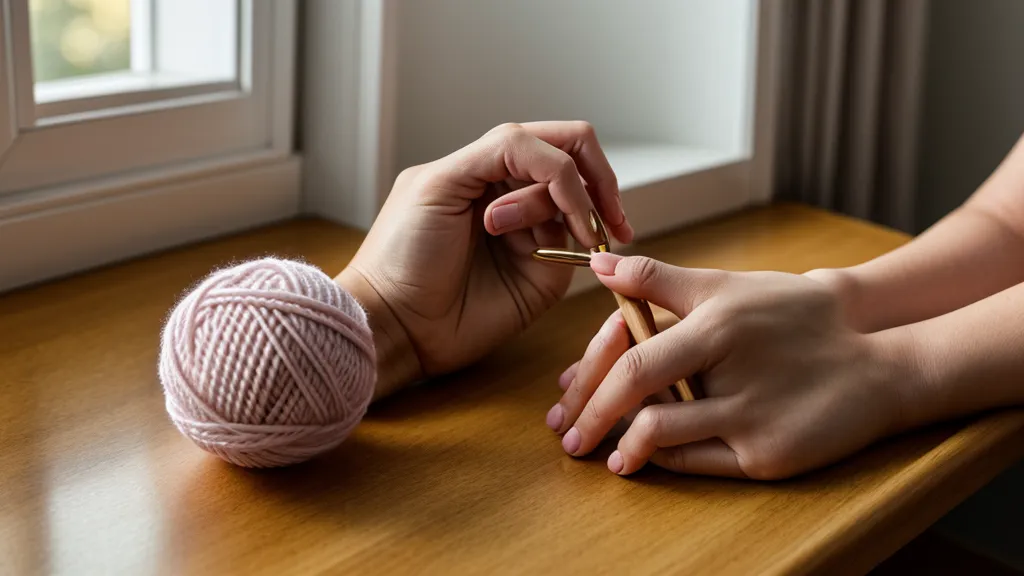 Mano estirando los dedos entre sesiones de crochet para aliviar la tensión del gancho