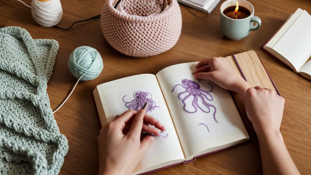 Primer plano de puntos bajos en forma de X, técnica de crochet para reforzar la unión del amigurumi