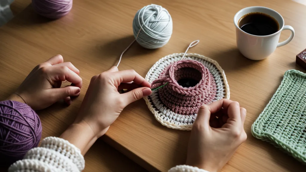 Espacio de crochet ordenado con una sola carpeta y materiales mínimos de manualidades en Granada