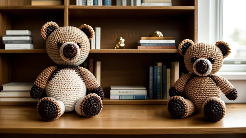 Amigurumi terminado con la técnica de aguja correcta, puntos cerrados y firmes sobre una estantería