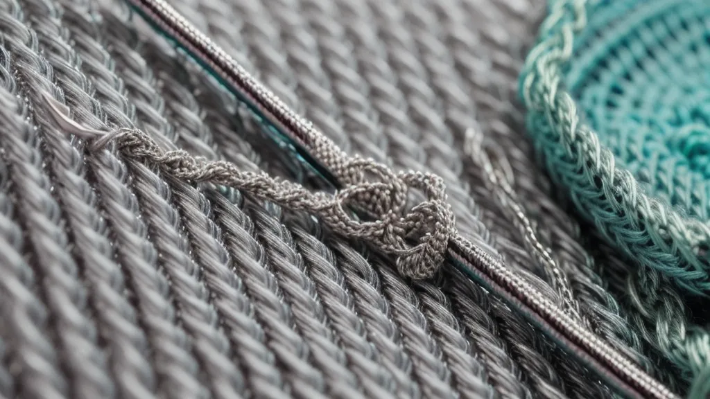 Detalle de gancho de 4mm haciendo un punto bajo preciso siguiendo un patrón de pago