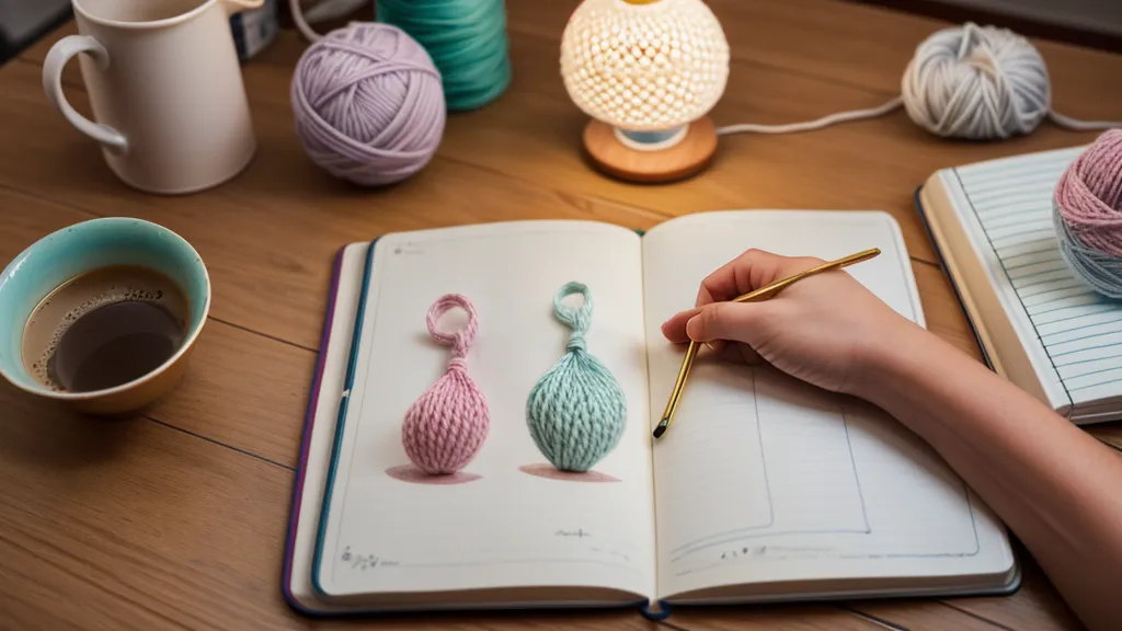Amigurumi de pingüino a medio tejer durante una sesión de práctica de crochet