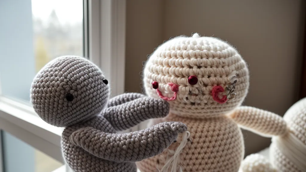 Proceso de rellenado de un amigurumi cuidando la distribución uniforme de la fibra, consejo práctico de amigurumi