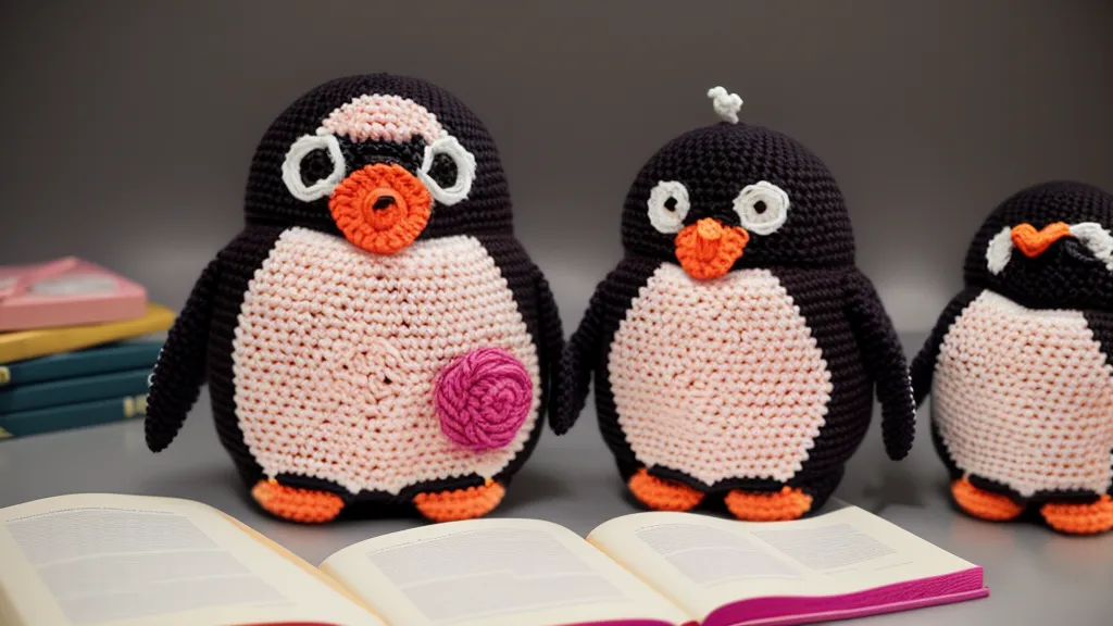 Pingüino amigurumi con exceso de rubor fucsia en las mejillas, error de técnica al maquillar crochet
